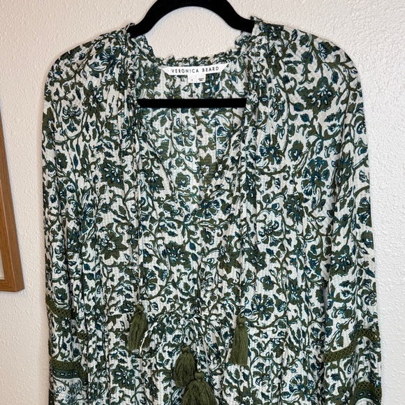 Veronica Beard Danica Floral Mini Dress Green Boho Festival -‎ S - Picture 4 of 14